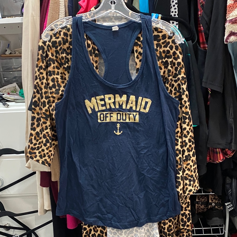 Navy 'Mermaid Off Duty' Tank Top